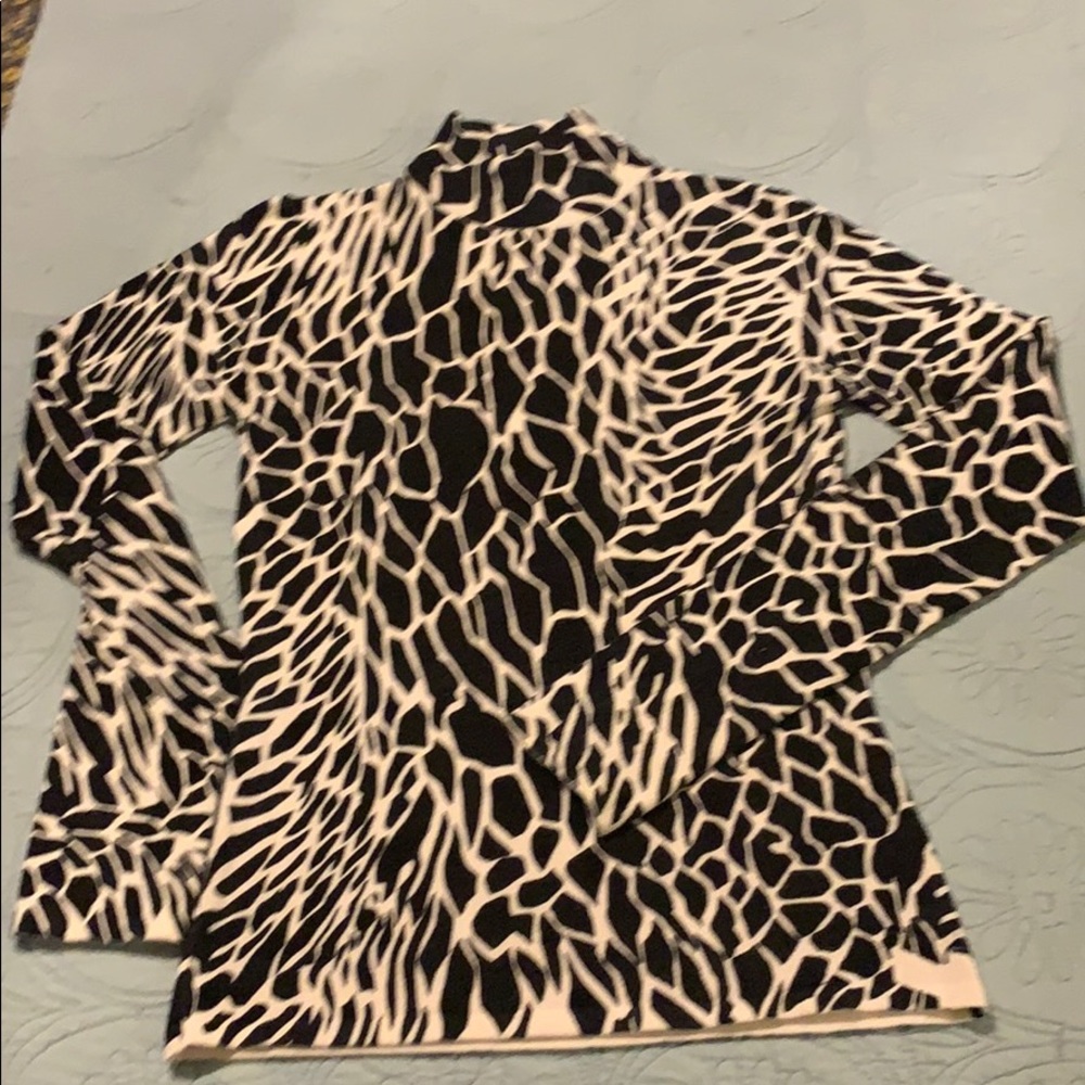 Zebra mock neck stretch sweater